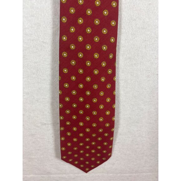 Brooks Brothers Mens Red & Yellow Floral Silk Necktie - Picture 2 of 4